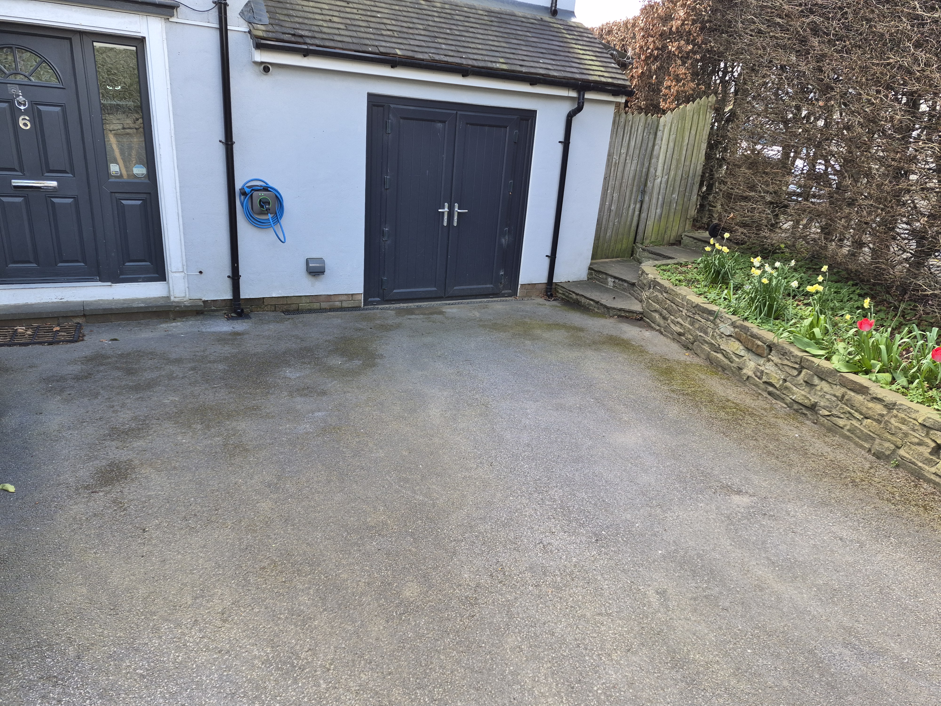 The driveway and charging point at 6 Main Street, Menston